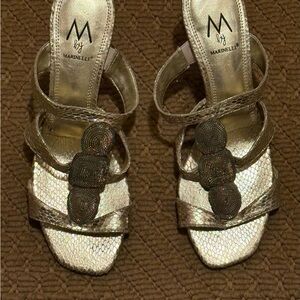 M by Marinelli Metallic Gold Strappy Heeled Sandals